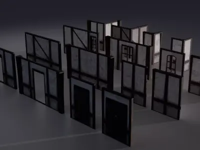 Medieval Wall Pack Modular Low Poly Architecture  Low-poly 3D model