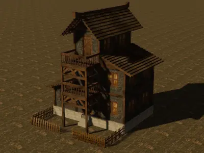 Medieval house eleven Low-poly 3D model