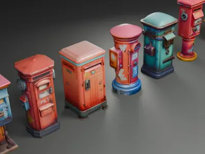 Stylized Postboxes 3D model