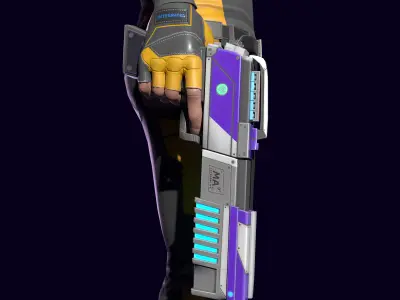 Sci-fi stylized character with plasma pistol Low-poly 3D model