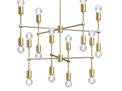Untitled modern brass chandelier with clear glass balls 3D model