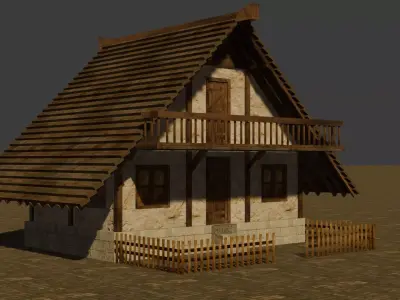 Medieval house six 10 Low-poly 3D model