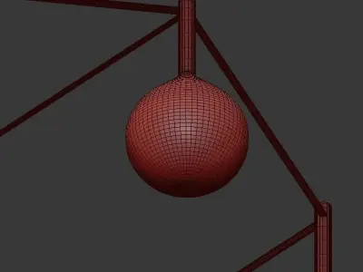 borosilicate chandelier with five glass balls hanging from it 3D model