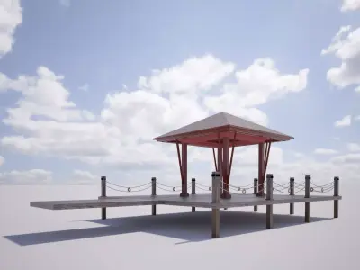 Lotus Yoga Pavilion 3DS Max Vray Corona Low-poly 3D model