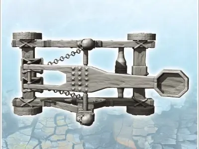Fantasy medieval catapult decorated with skulls with chain 1 - M 3D print model