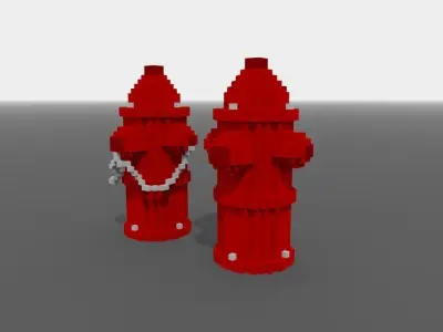 Voxel Fire Hydrant  Low-poly 3D model