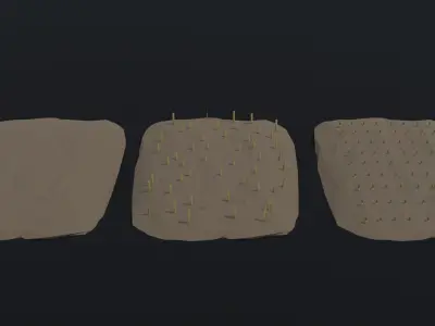 Cartoon fields Polygonal Style Low-poly 3D model