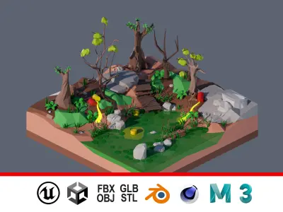 land 18A Low-poly 3D model