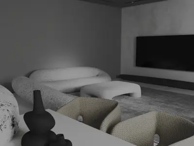 Modern living room Low-poly 3D model get