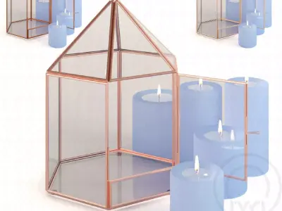 Glass tabletop gazebo Hexagon Low-poly 3D model