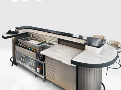 Cafe Restaurant bar 011 Low-poly 3D model