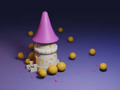 Small cartoon ancient castle 3D model