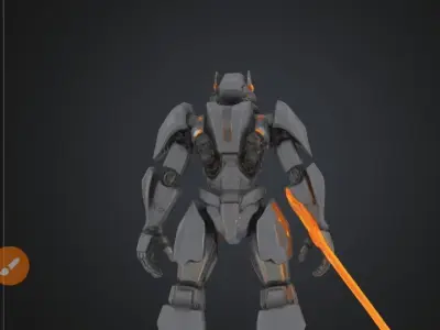 High quality sci-fi robot  Low-poly 3D model