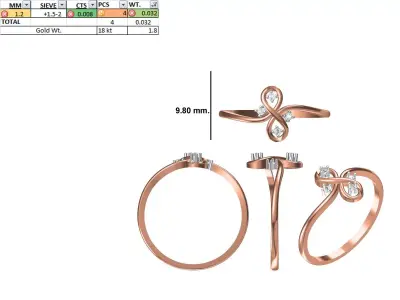 Women Light Weight Ring STL OBJ FBX JCD Details 3D print model