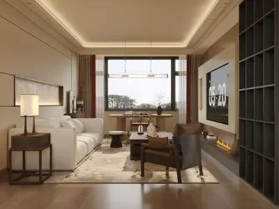 Chinese Song - style living and dining room 3D model