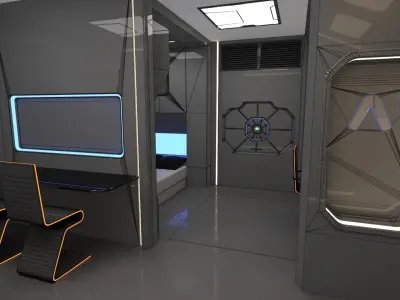 Modular SCI-FI Interior Serie B Bed-Room 3D model