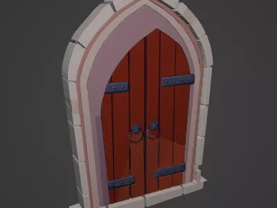 Medieval Door Low-poly 3D model 11