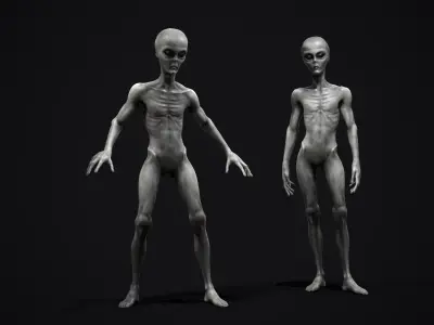 Alien human Low-poly 3D model
