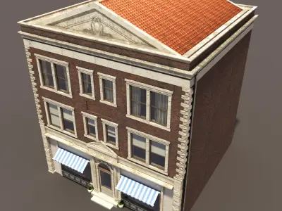 Apartment Building 156 Low Poly 3d Model Low-poly 3D model