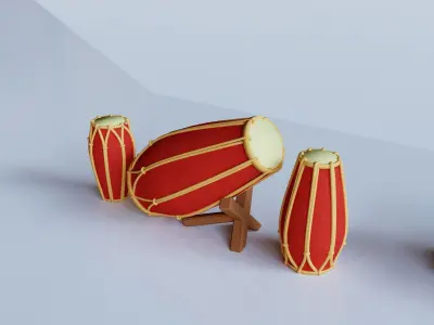 Gendang or Kendhang Low-poly 3D model