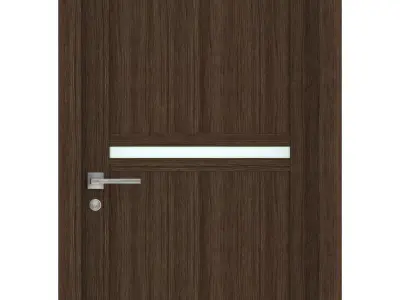 Door-060 wooden door with glass panel 3D model