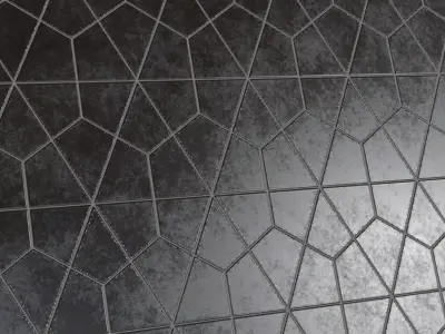 Modern Black Irregular Polygonal Stone Tiles PBR Seamless Texture