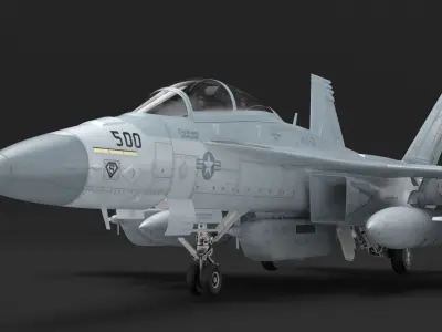  Boeing EA 18G Jet Aircraft Simplified Rigged for Cinema 4D 