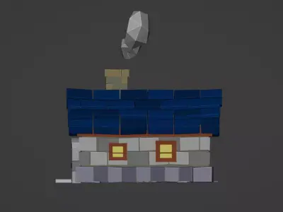 Wooden House C  Game Ready Fantasy Building Low-poly 3D model