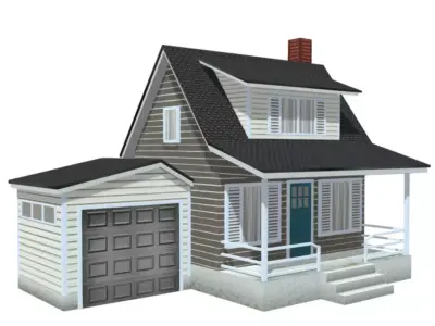 American Style Cottage - Town House Model Low-poly 3D model get