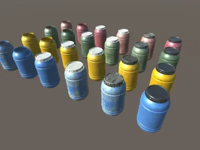PBR Rainwater Barrels Low-poly 3D model