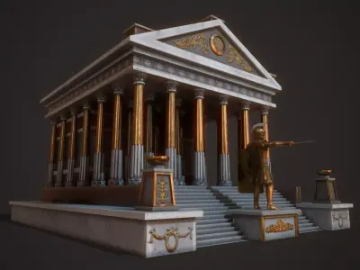 Ancient Temple Mars Low-poly 3D model