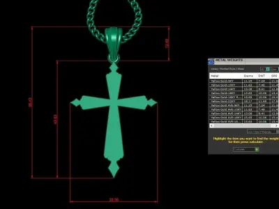 Light Gold 18K Cross Pendant 1CP100 3D print model