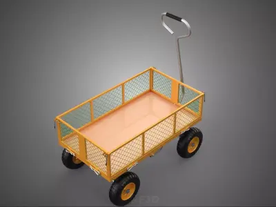 QUAD FOUR 4 WHEELED CAGE GARDEN WAGON CART WHEEL BARROW TRAILER 3D model