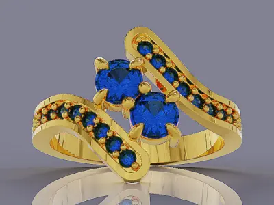 Prong set diamond bypass ring 3D print model