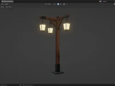 Lamp Post - 3 Sided -  3D model