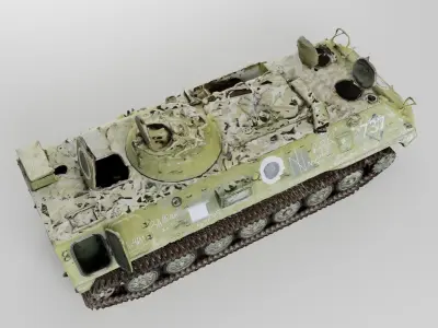 destroyed russian MT-LB multi-purpose towing vehicle 3D model