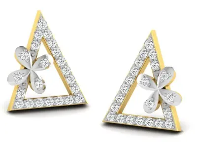 Gold Diamond Women Earring 3D print Model 3D print model 94