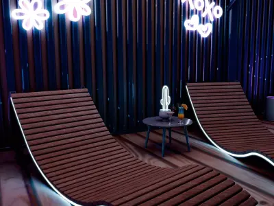 Night Pool Party Blender Scene 3D model
