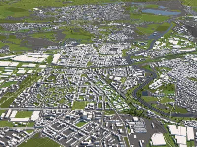 Pilsen Czech Republic 50x50km 3D City Map 3D model