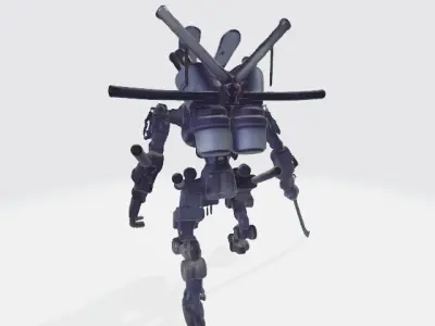 Lowpoly samurai robot 3D model