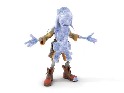 Zombie Adventurer Character Model  Rigged and Animated Low-poly 3D model