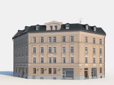 Residential City Building - Corner - 20 - Restaurant 3D model