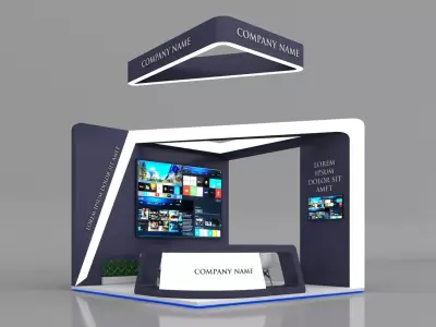 Booth Exhibition Stand Stall 5X5m Height 400 cm 3 Side Open 3D model