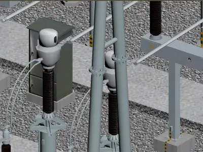 SCI FI Model 220kV Substation- Super Detailed Low-poly 3D model