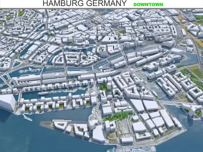 Hamburg Downtown Germany Low-poly 3D model