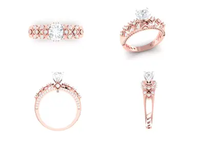 Rose Gold Women Diamond Ring 3D print model 3D print model 31