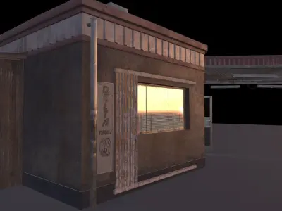 Old Gas station Low-poly 3D model