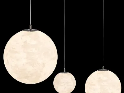 Moon Resin Globe Chandelier Low-poly 3D model