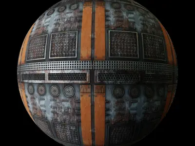 Sci-fi tech wall moduls rusty metal grid Texture