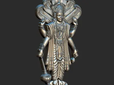 Lord Vishnu With Sheshnaga 01  3D model